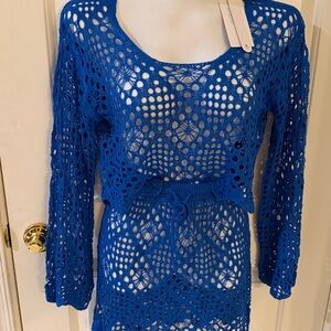 BSUBSEACH Blue Crochet Cover-Up